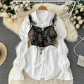 Ensembles Floral Chemise À Manches