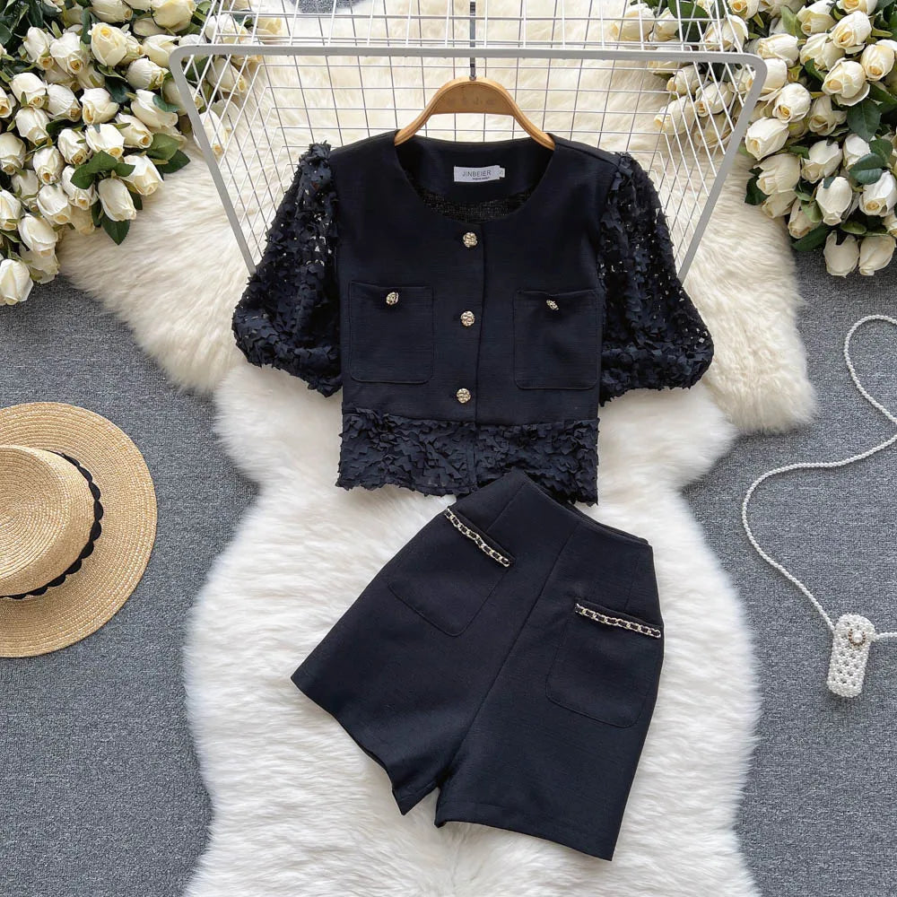 Ensembles En Dentelles Manches Courtes