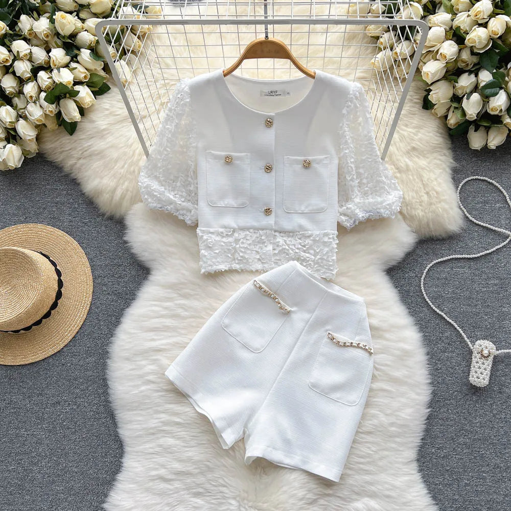 Ensembles En Dentelles Manches Courtes