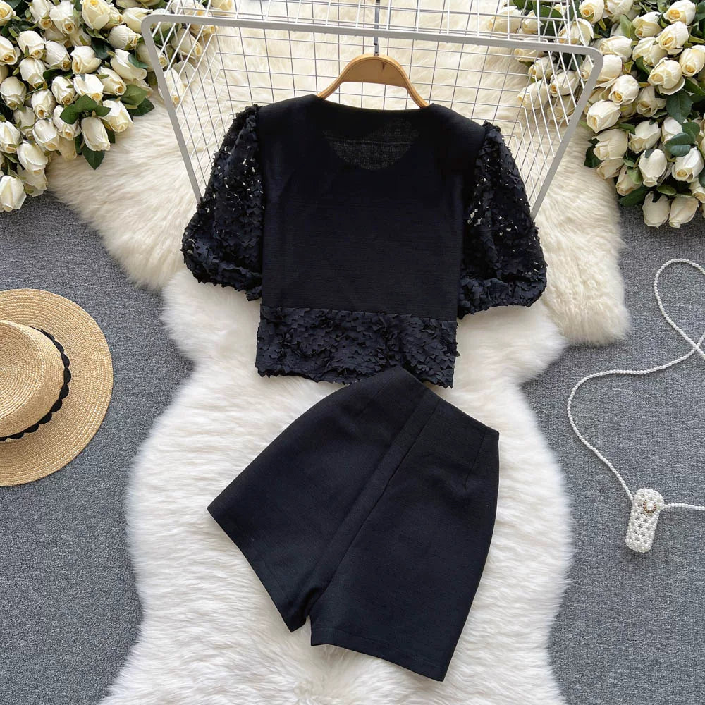 Ensembles En Dentelles Manches Courtes