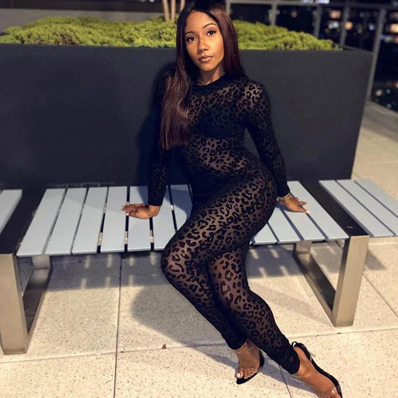 Combinaison A Motif Léopard Sexy