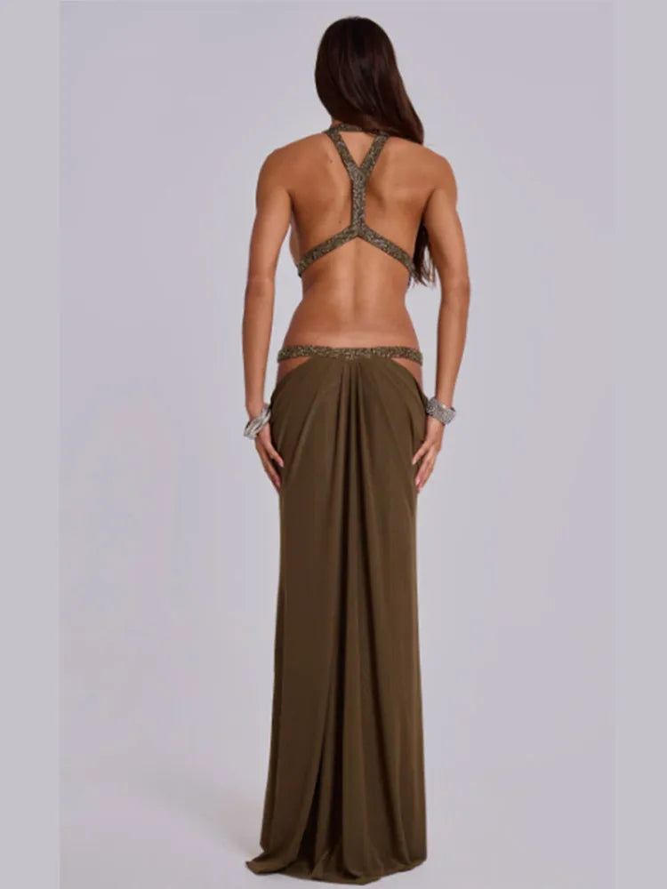 Robe Longue Dos Nu, Décolletée Et Ajourée Beainmmry