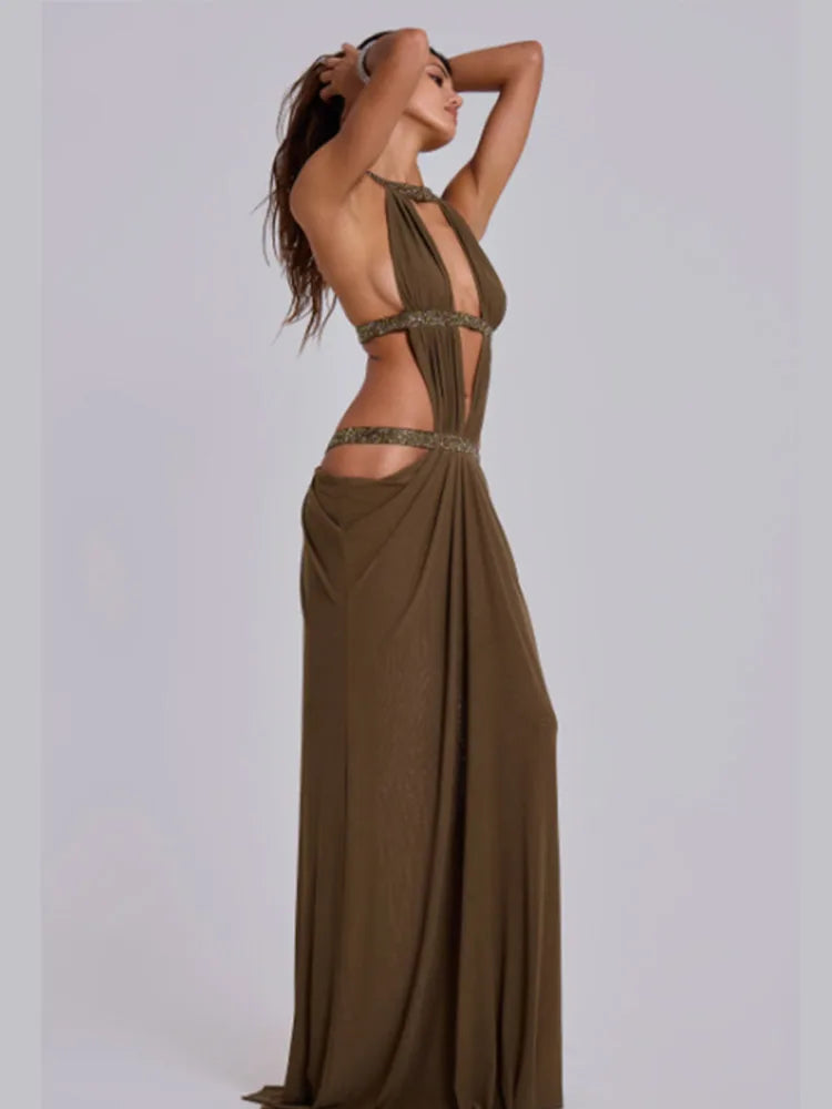 Robe Longue Dos Nu, Décolletée Et Ajourée Beainmmry