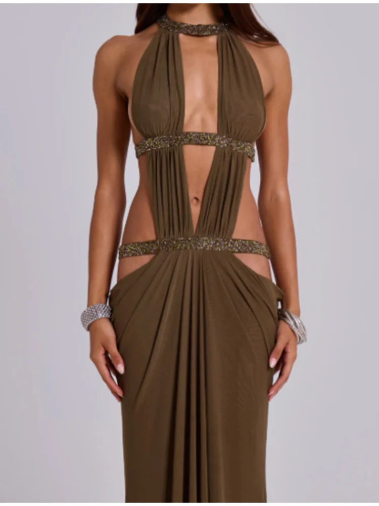 Robe Longue Dos Nu, Décolletée Et Ajourée Beainmmry