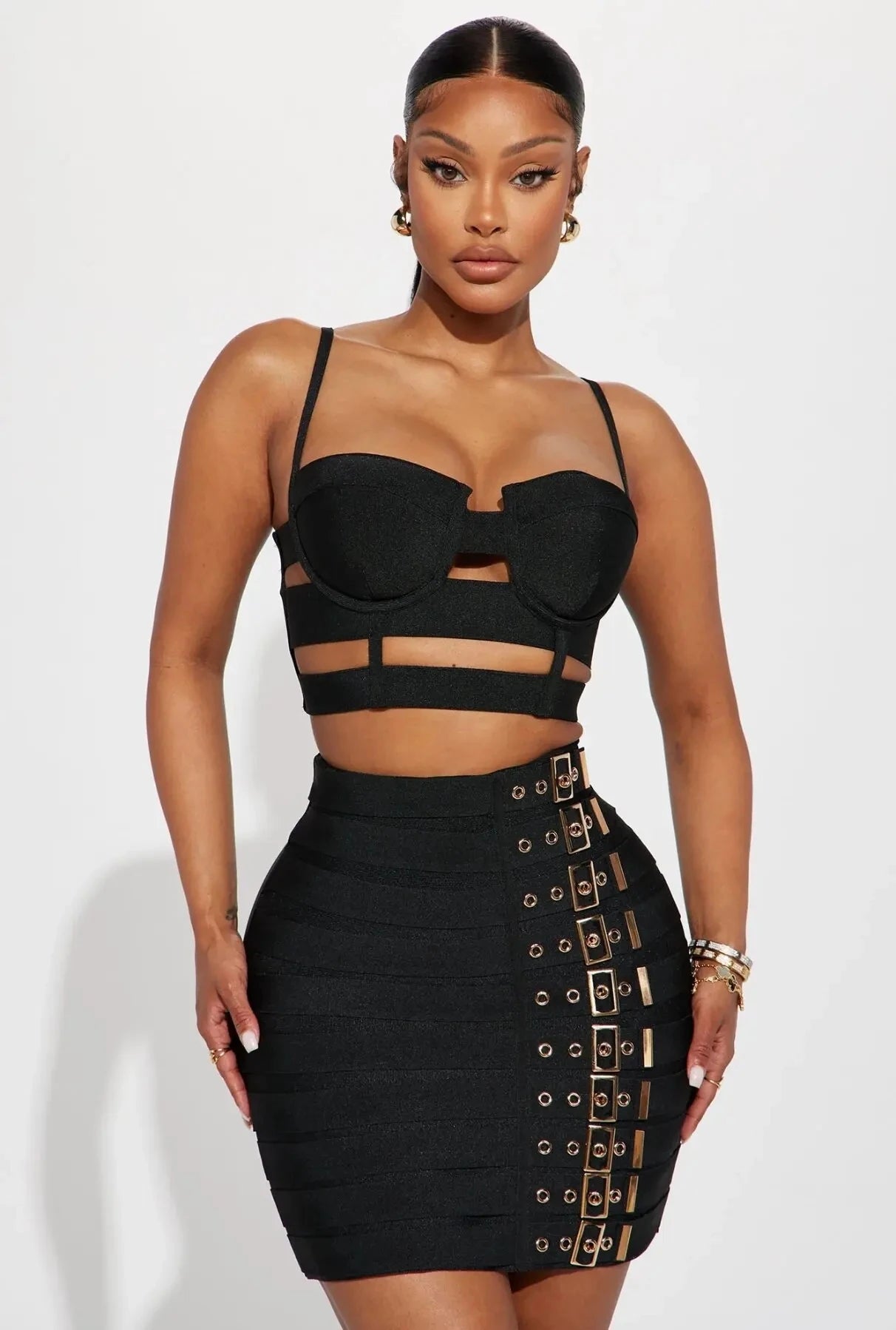Ensemble  Top Bandage Et Jupe Crayon Tendance Idéal Pour Les Soirées