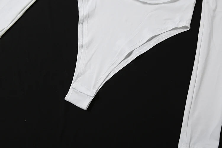 Body Femme Élégant À Col Rond Et Décolleté Plongeant, Manches Longues, Moulant Et Extensible, basique, tendance sauvage