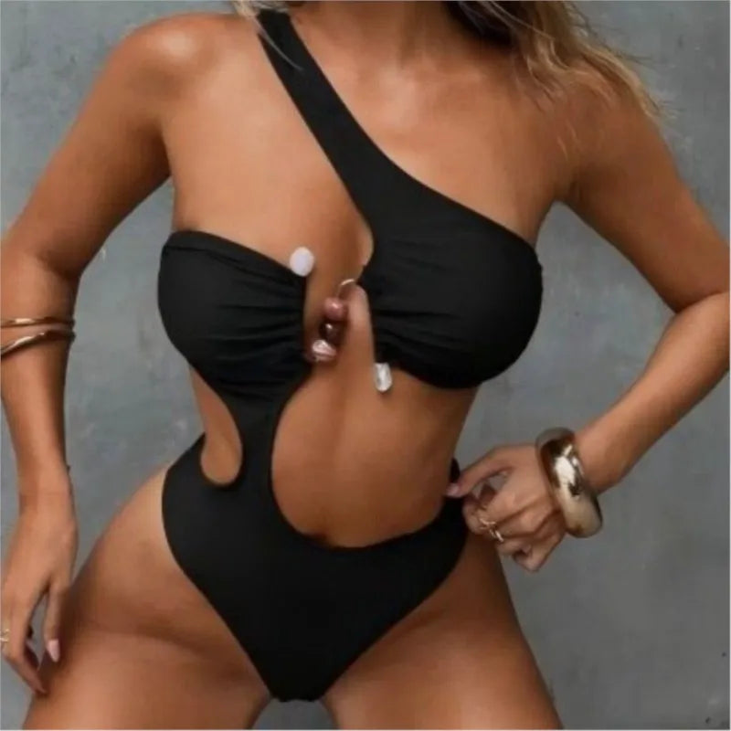 Bikini sexy pour femme – coupe ajustée, couleur unie