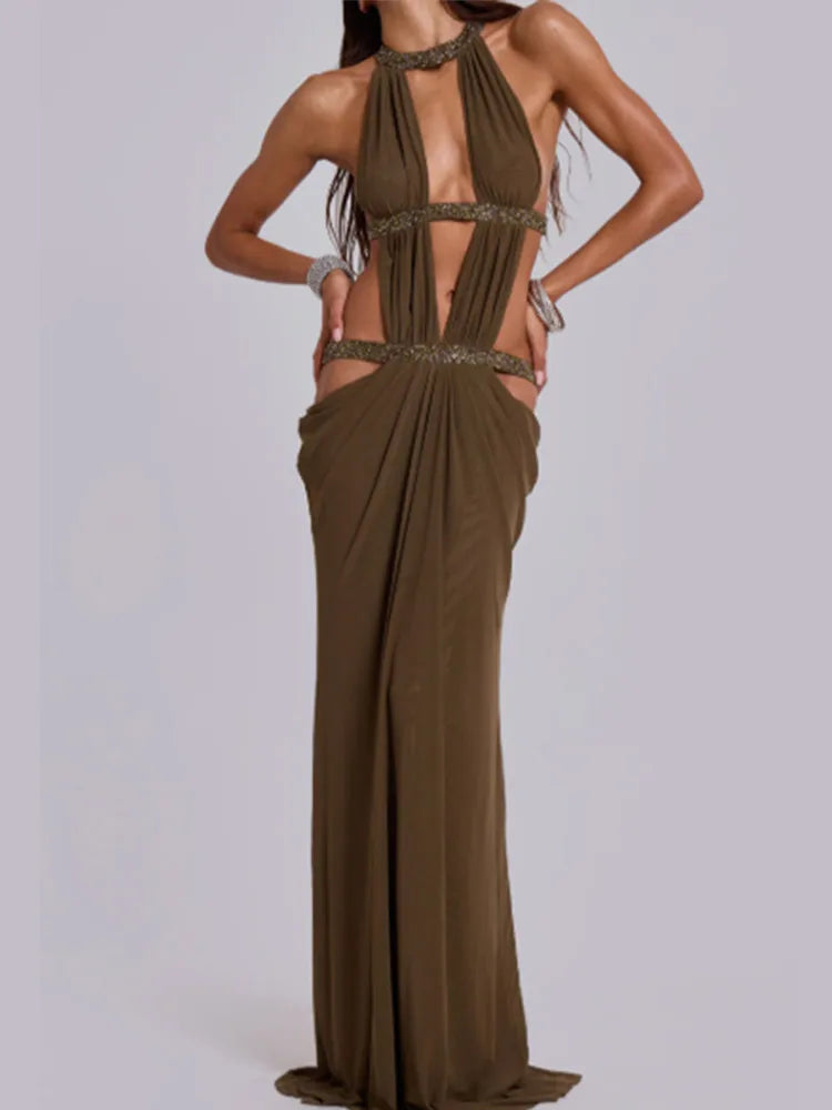 Robe Longue Dos Nu, Décolletée Et Ajourée Beainmmry