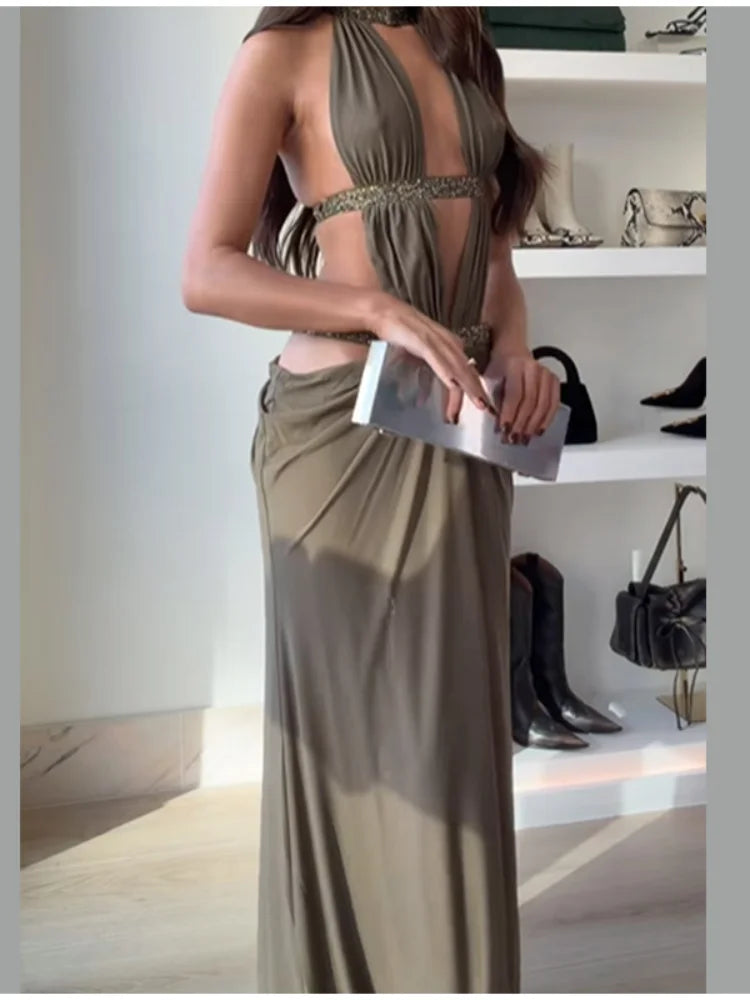 Robe Longue Dos Nu, Décolletée Et Ajourée Beainmmry