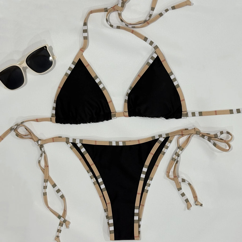 Bikini Dos Nu À Rayures de Marque De Luxe