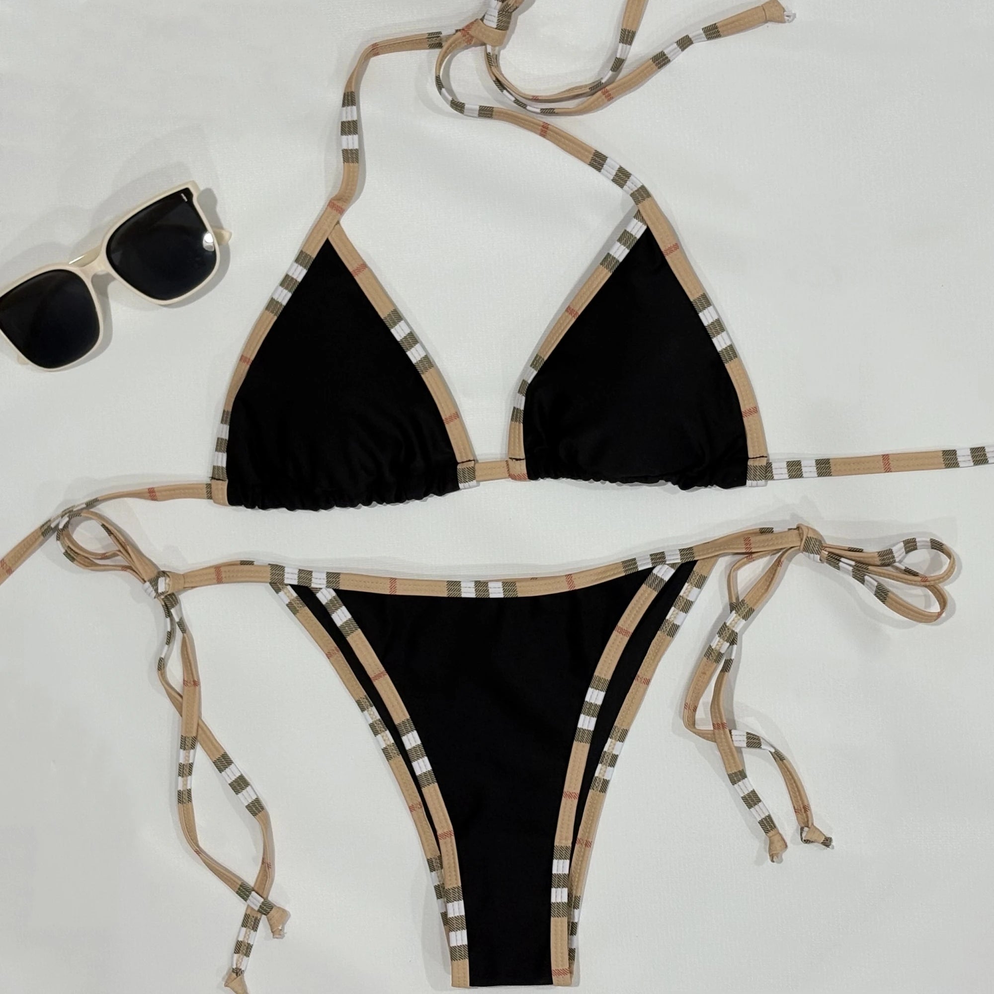 Bikini Dos Nu À Rayures de Marque De Luxe