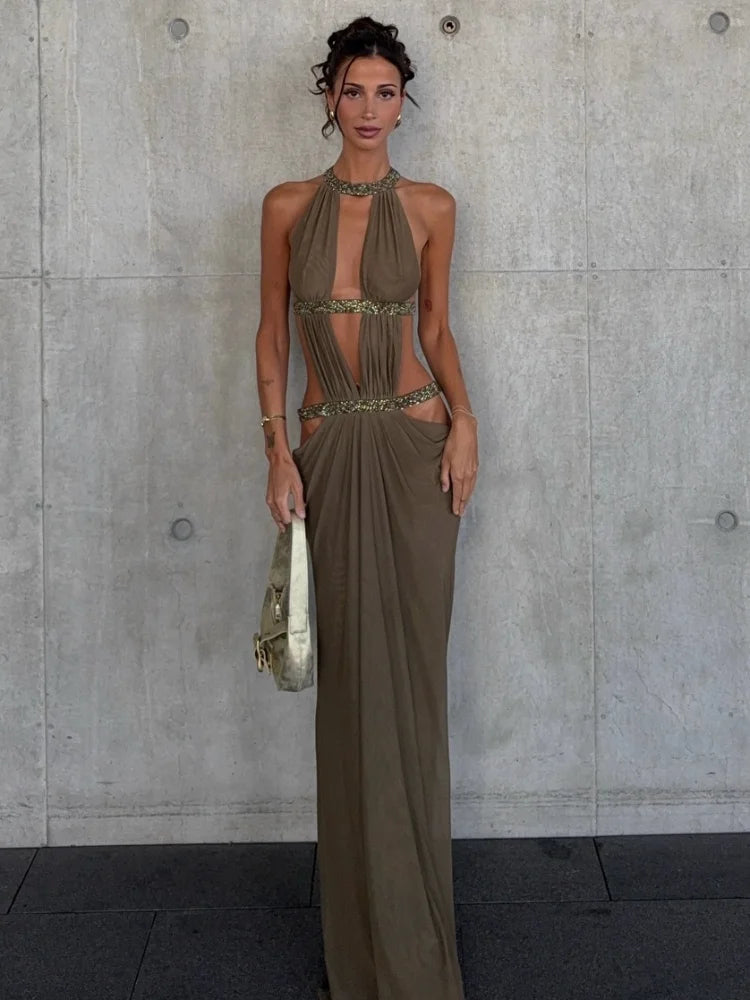 Robe Longue Dos Nu, Décolletée Et Ajourée Beainmmry